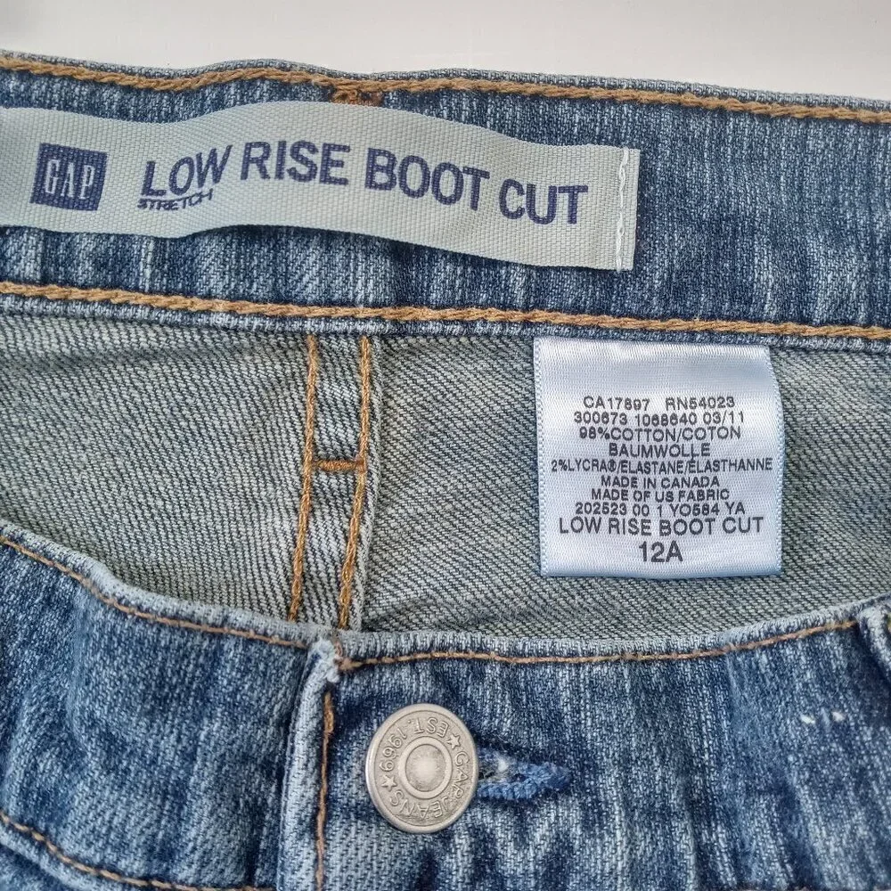 GAP Women Low Rise Boot Cut Y2K Western Jeans Size 12A